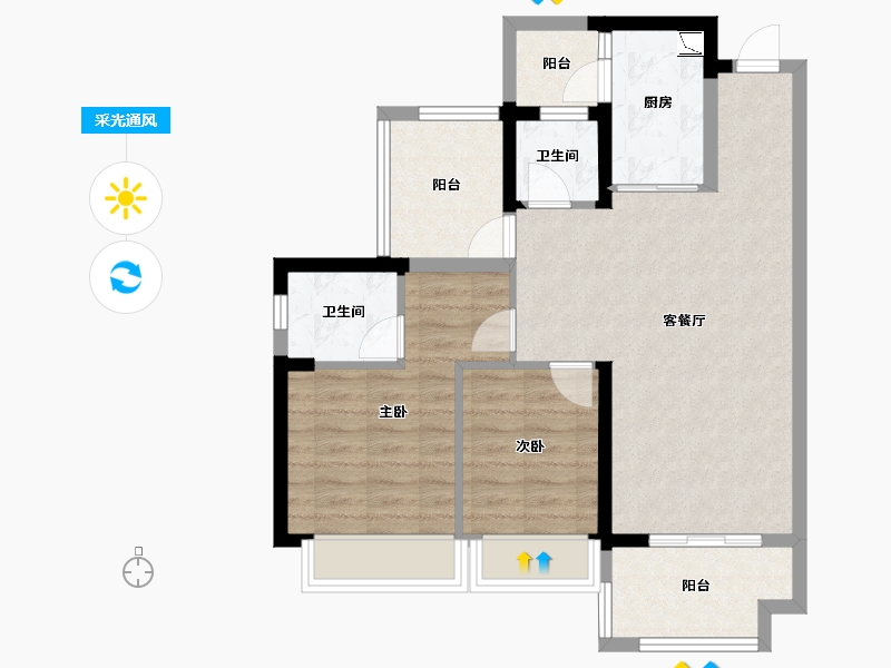 广东省-惠州市-金科颐景园-74.91-户型库-采光通风