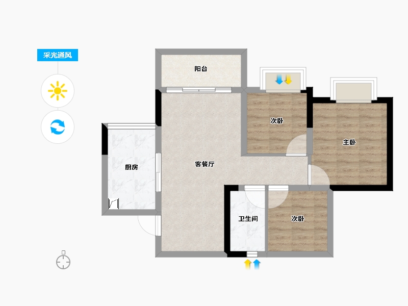 四川省-内江市-万晟清溪樾-66.17-户型库-采光通风