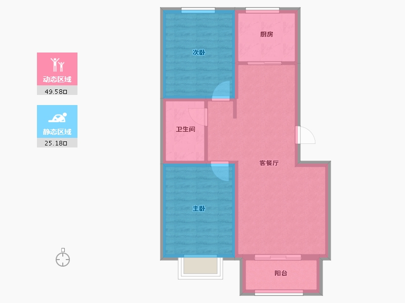 河北省-沧州市-大元上苑-66.68-户型库-动静分区