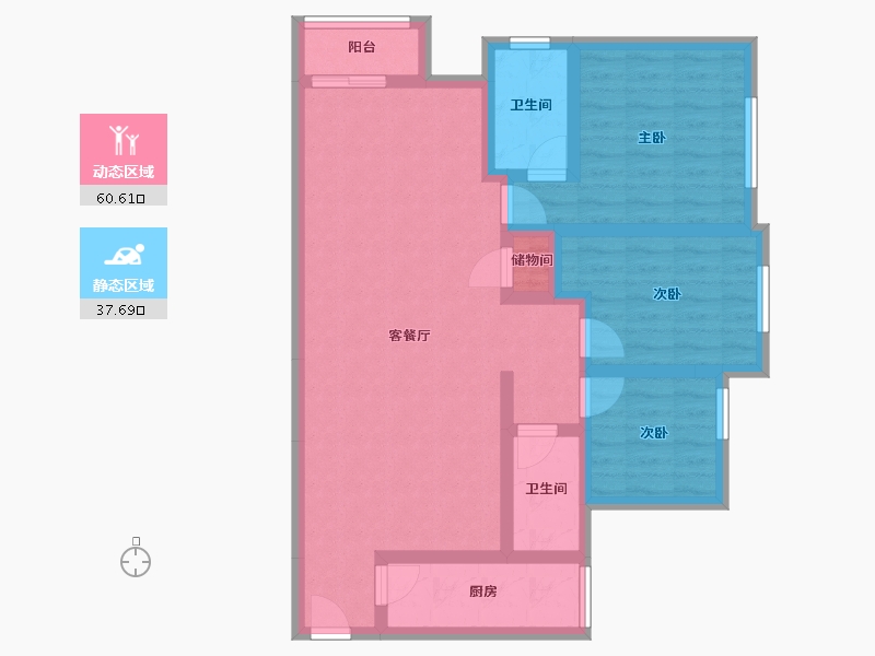 台湾省-台北市-公寓-107.30-户型库-动静分区