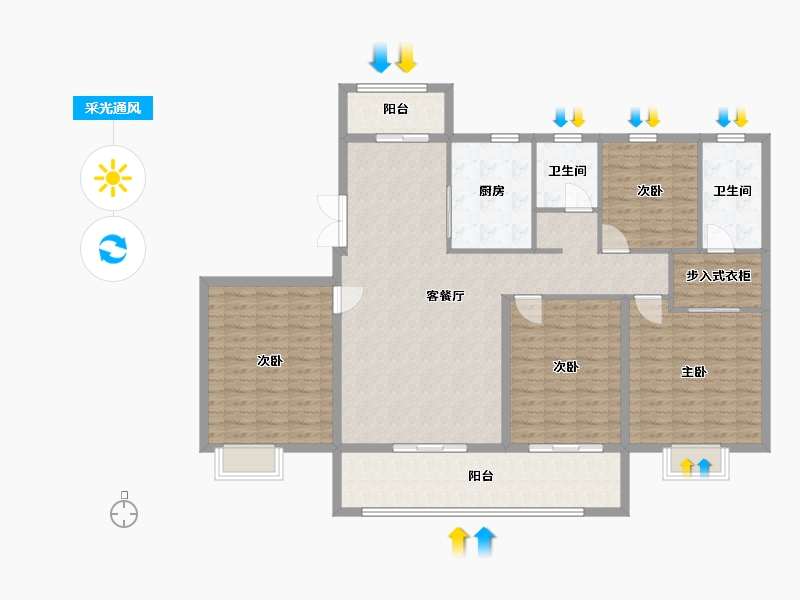 山东省-济宁市-圣润公馆-145.00-户型库-采光通风