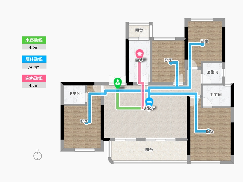 四川省-宜宾市-树高麓院-103.95-户型库-动静线