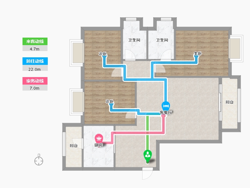 福建省-龙岩市-武平福景公园壹号-99.60-户型库-动静线