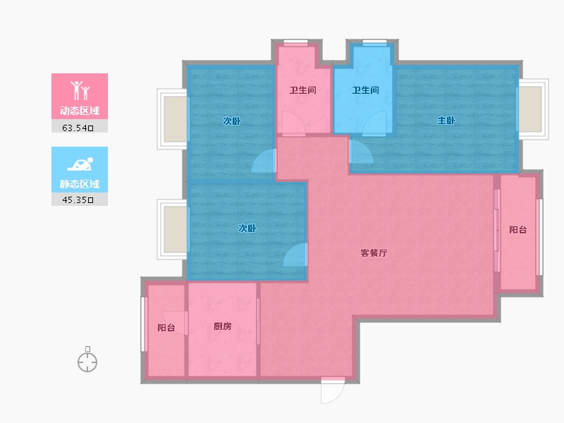 福建省-龙岩市-武平福景公园壹号-99.60-户型库-动静分区