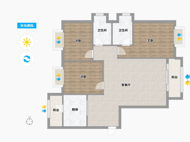 福建省-龙岩市-武平福景公园壹号-99.60-户型库-采光通风