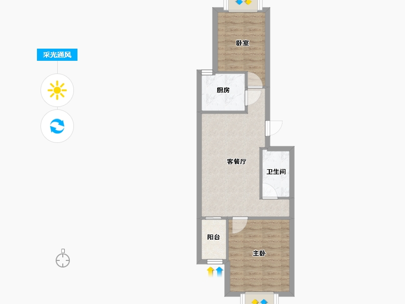 河北省-唐山市-鹭港-西区-66.70-户型库-采光通风