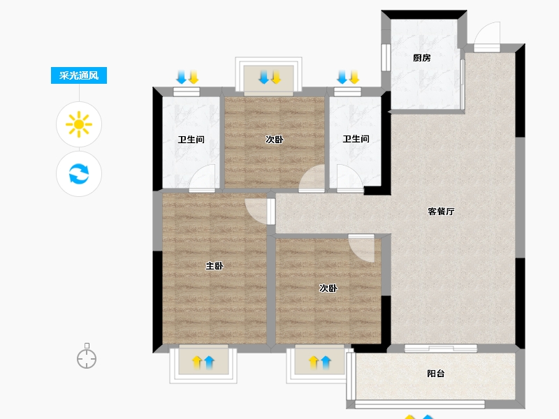 江西省-抚州市-成功郡-76.80-户型库-采光通风