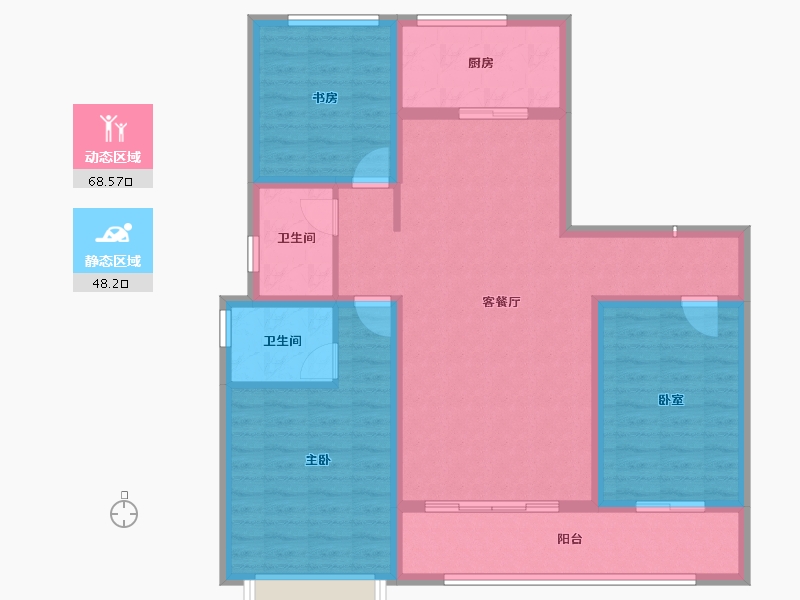 山东省-烟台市-天府君澜-104.80-户型库-动静分区