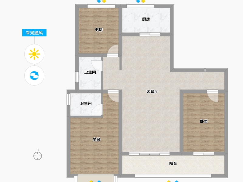 山东省-烟台市-天府君澜-104.80-户型库-采光通风