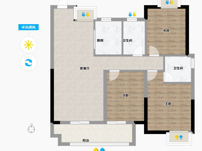 江西省-抚州市-海瑞江山城-86.40-户型库-采光通风