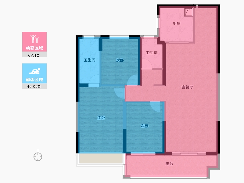 陕西省-咸阳市-泰禾富凤凰府-101.63-户型库-动静分区