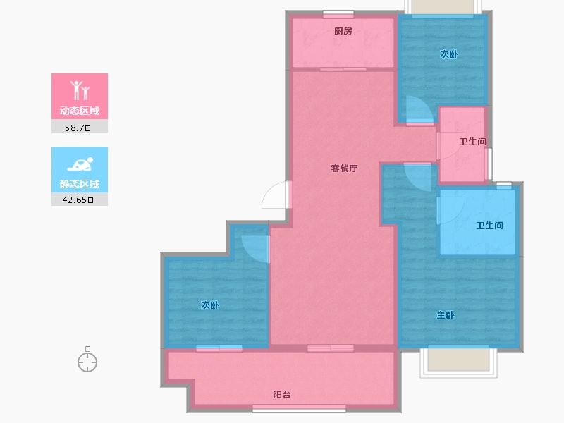 河南省-驻马店市-东青颐和天境-90.89-户型库-动静分区