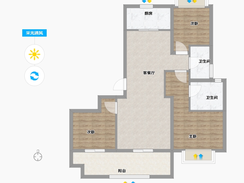 河南省-驻马店市-东青颐和天境-90.89-户型库-采光通风