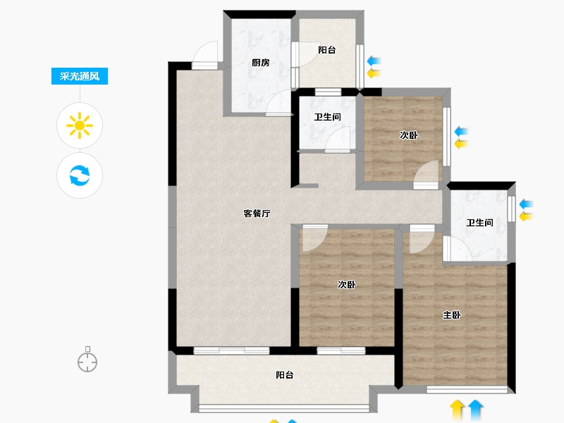 四川省-宜宾市-华润公园九里-93.06-户型库-采光通风