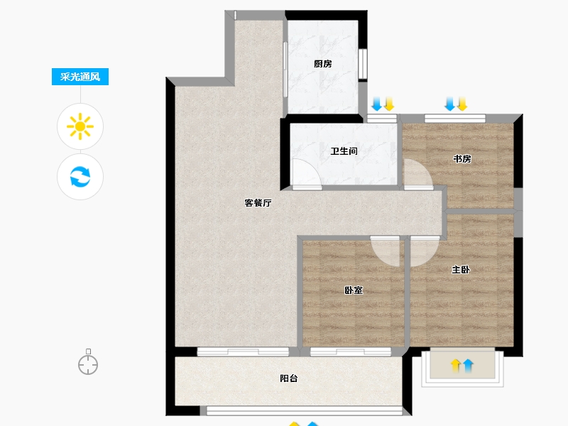 甘肃省-天水市-翰府金城-73.38-户型库-采光通风