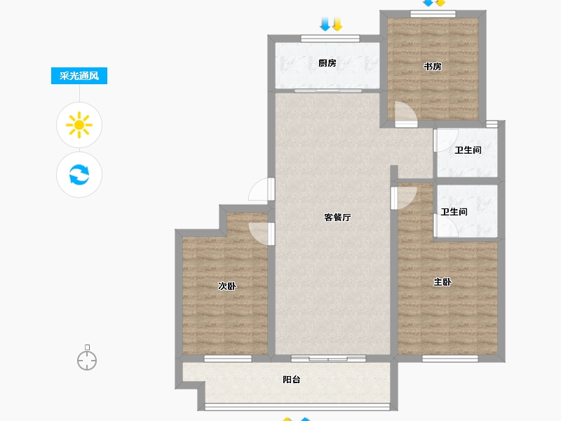 山东省-聊城市-安居龙泉府-101.96-户型库-采光通风