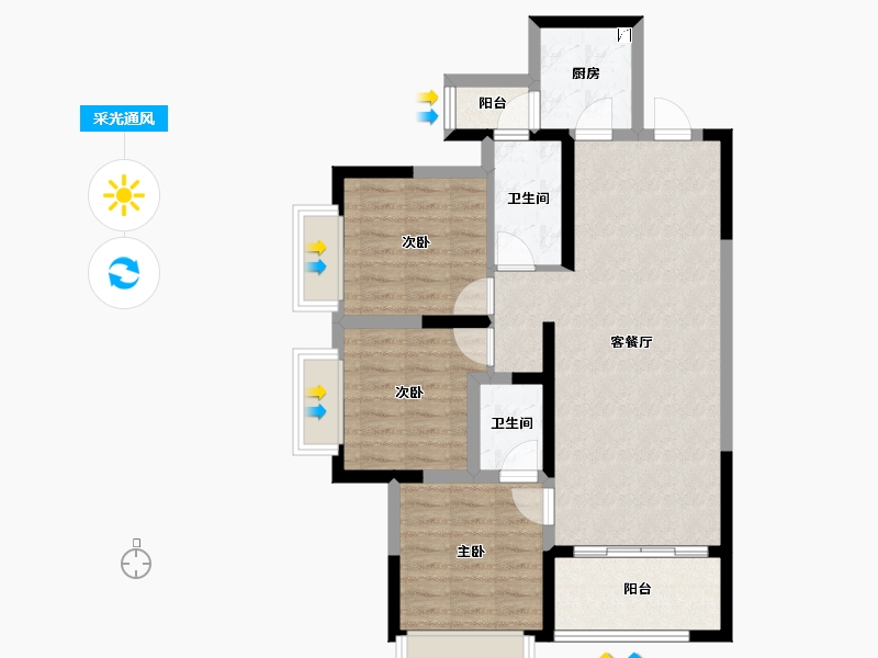 四川省-成都市-建泰御嘉花苑-79.07-户型库-采光通风