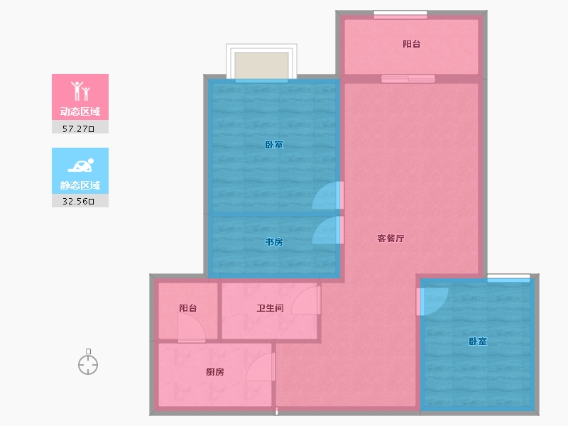 江苏省-镇江市-嘉荟新城-80.58-户型库-动静分区