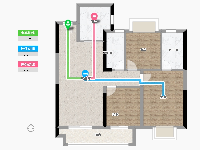 江西省-抚州市-利兹堡海若园-76.80-户型库-动静线