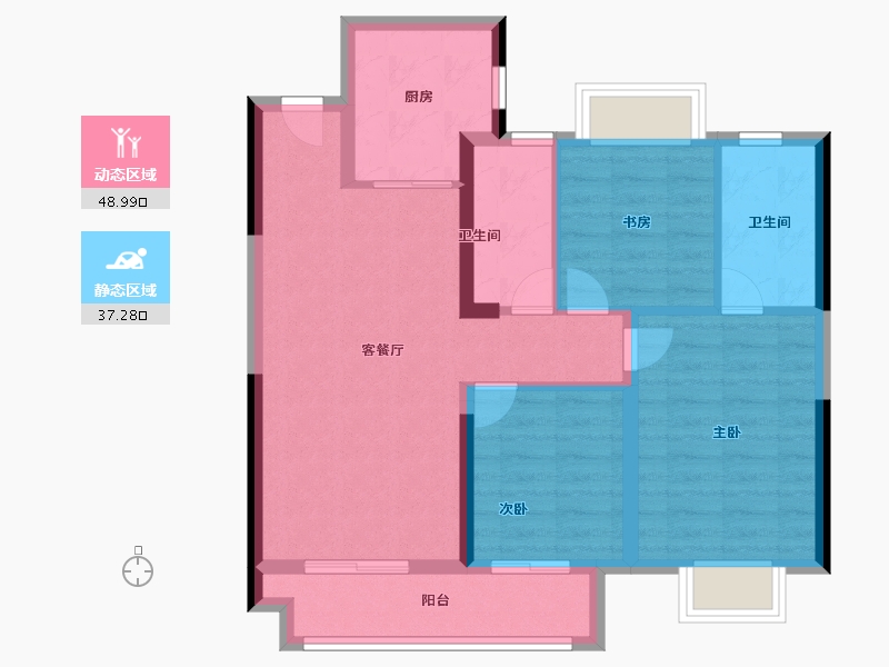 江西省-抚州市-利兹堡海若园-76.80-户型库-动静分区