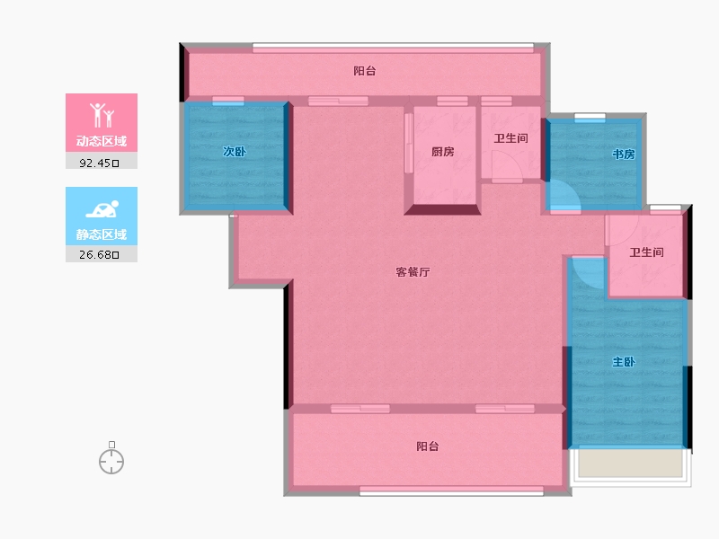 湖北省-恩施土家族苗族自治州-双龙·九洲府-106.40-户型库-动静分区