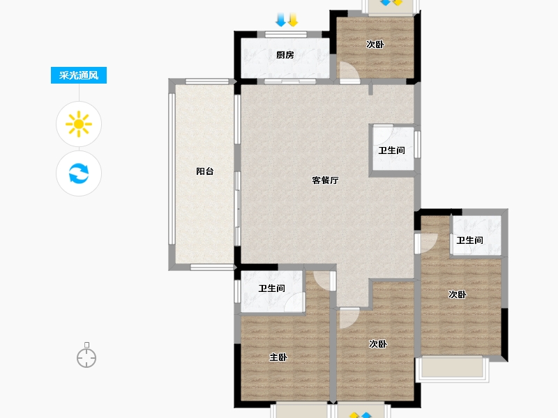 河南省-南阳市-淅川滨河府-131.26-户型库-采光通风