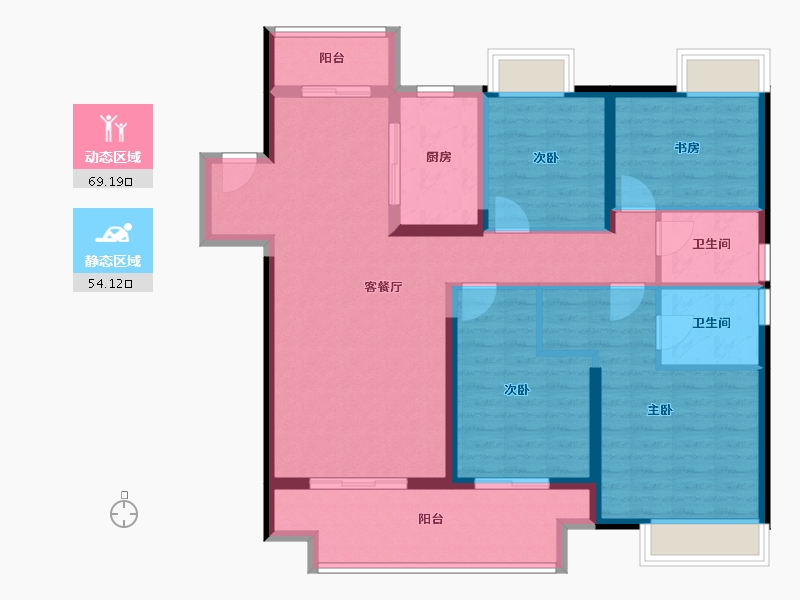 江苏省-镇江市-美的·君兰悦-110.40-户型库-动静分区