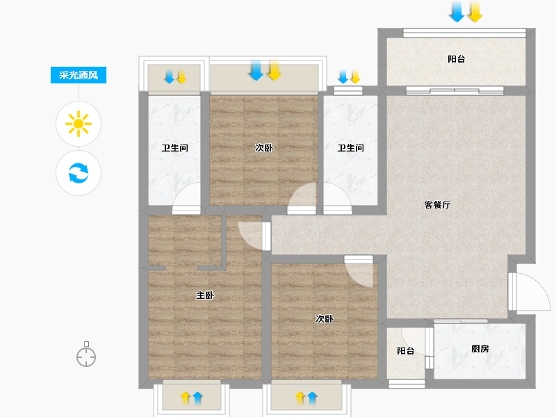 四川省-成都市-彭州万达广场-81.46-户型库-采光通风