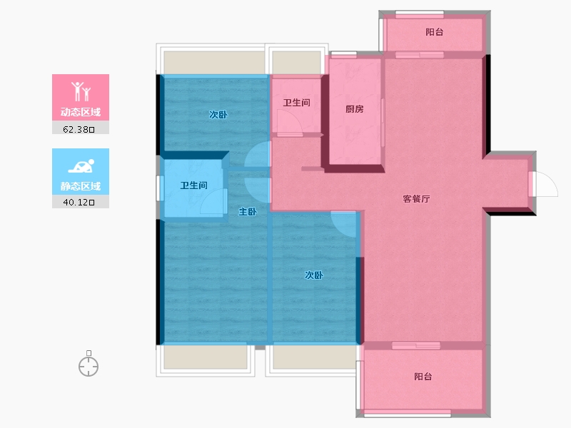 湖北省-恩施土家族苗族自治州-巴东碧桂园-91.68-户型库-动静分区