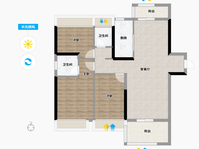 湖北省-恩施土家族苗族自治州-巴东碧桂园-91.68-户型库-采光通风