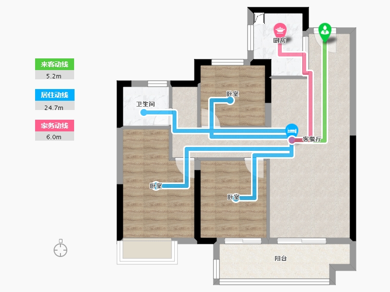 湖北省-武汉市-富力绿都中央公园-73.69-户型库-动静线