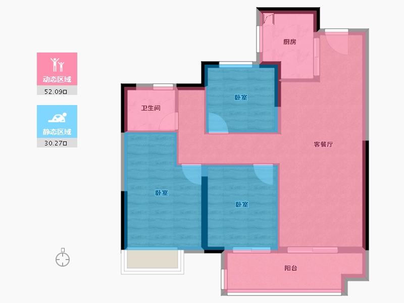 湖北省-武汉市-富力绿都中央公园-73.69-户型库-动静分区