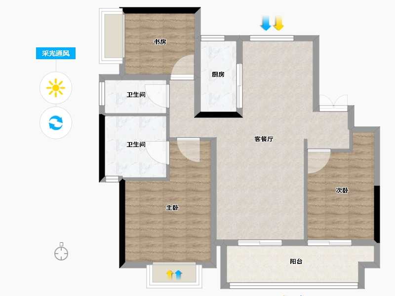 安徽省-亳州市-建投双清湾-92.01-户型库-采光通风