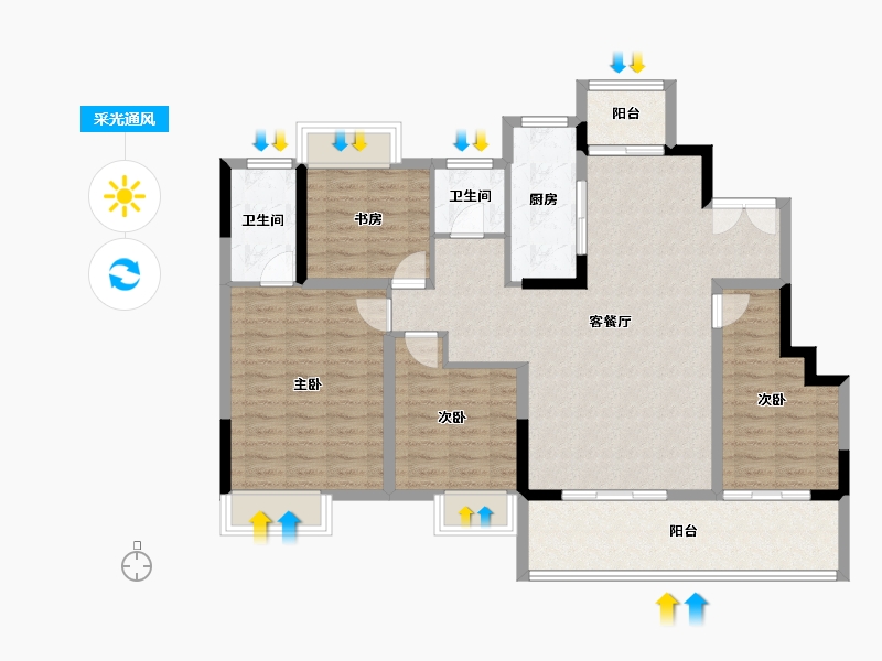 江苏省-镇江市-美的·君兰悦-113.60-户型库-采光通风