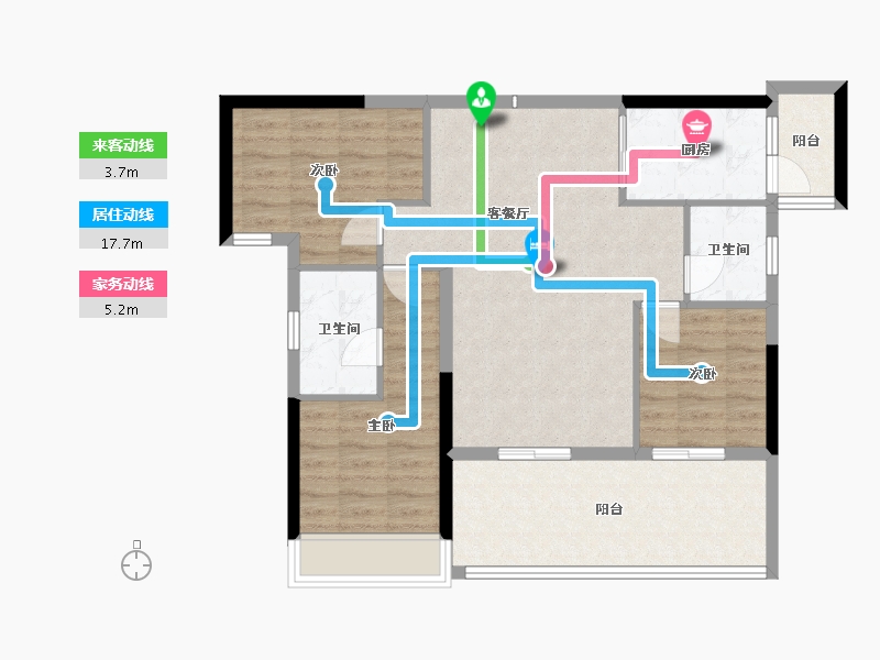 湖北省-恩施土家族苗族自治州-双龙·九洲府-85.60-户型库-动静线