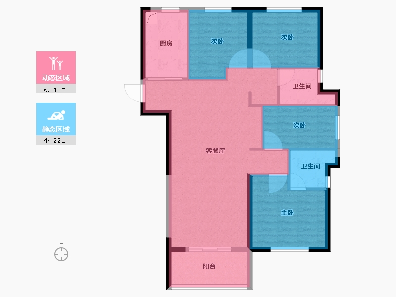 湖北省-武汉市-万科保利联投理想星光-96.00-户型库-动静分区