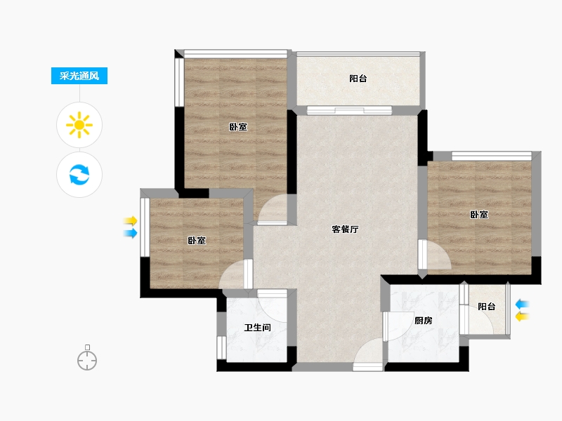 四川省-乐山市-江山和鸣·央玺-60.10-户型库-采光通风