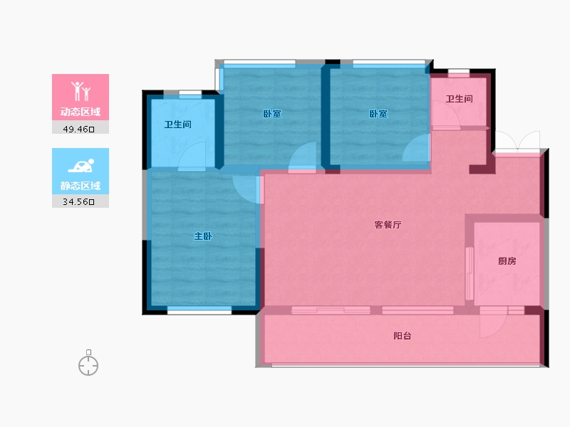 四川省-乐山市-江山和鸣·央玺-74.59-户型库-动静分区