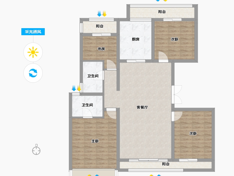 陕西省-咸阳市-龙湖上城-109.57-户型库-采光通风