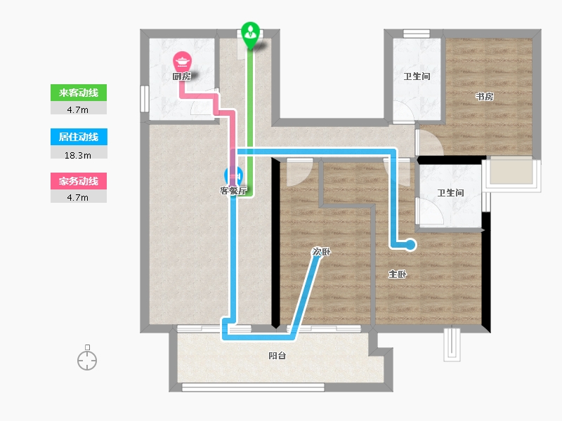 福建省-龙岩市-武平福景公园壹号-85.82-户型库-动静线