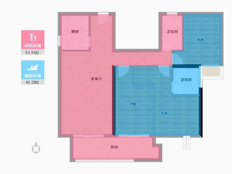 福建省-龙岩市-武平福景公园壹号-85.82-户型库-动静分区