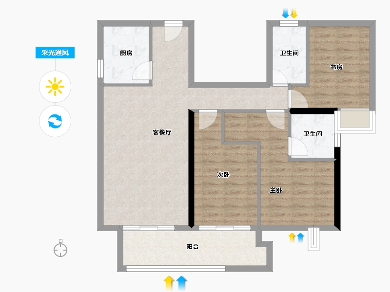 福建省-龙岩市-武平福景公园壹号-85.82-户型库-采光通风