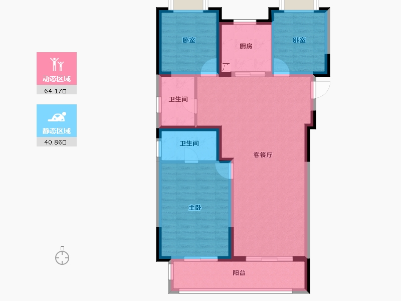 湖北省-武汉市-保利城七期云廷-94.45-户型库-动静分区