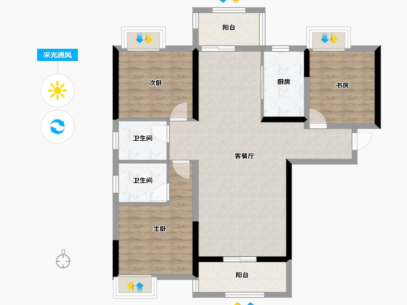 湖北省-恩施土家族苗族自治州-交投逸晴湾-96.18-户型库-采光通风