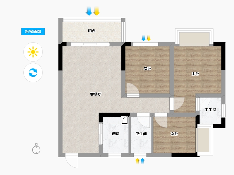 广西壮族自治区-南宁市-东森悦府小区-69.00-户型库-采光通风