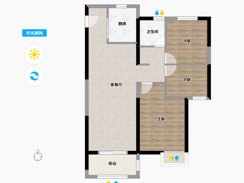 湖北省-武汉市-万科保利联投理想星光-76.00-户型库-采光通风