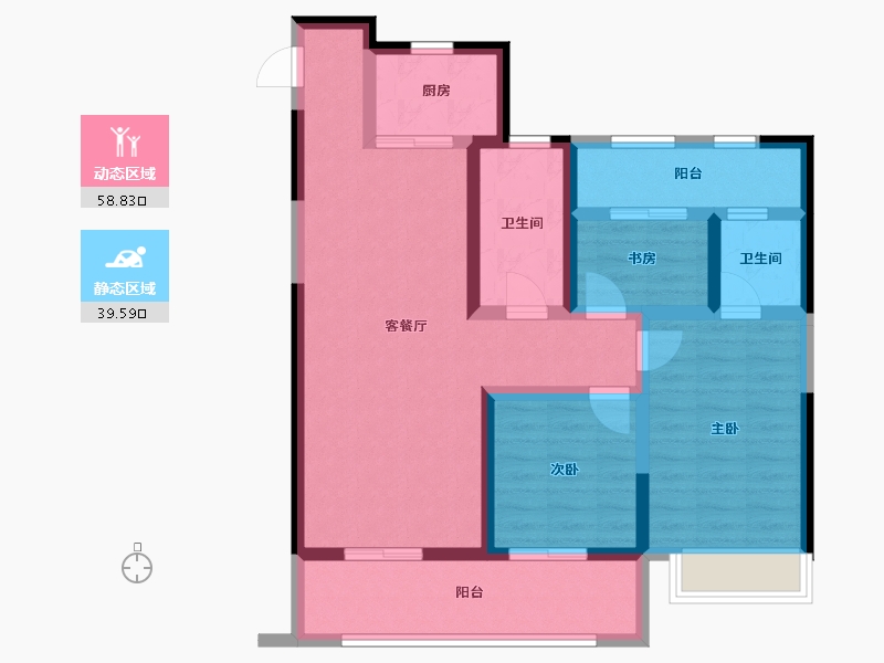 陕西省-咸阳市-龙湖上城-86.31-户型库-动静分区