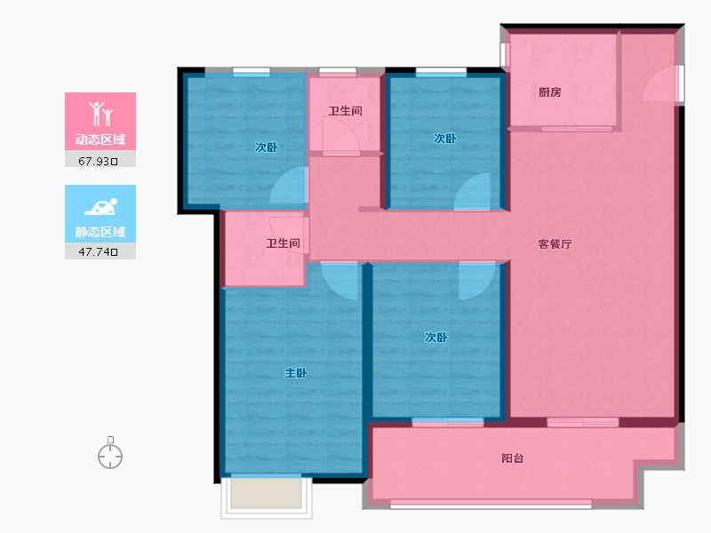 陕西省-咸阳市-金科集美嘉悦-104.00-户型库-动静分区