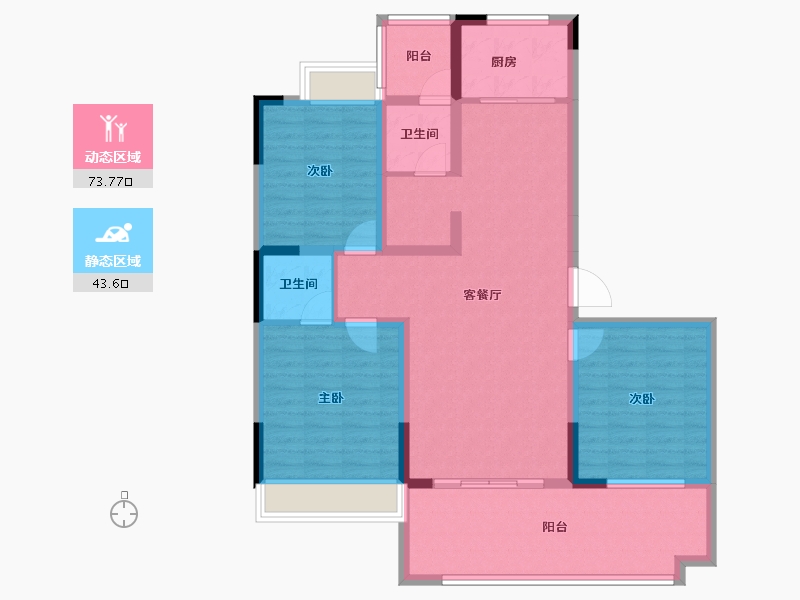 河南省-南阳市-淅川滨河府-104.93-户型库-动静分区