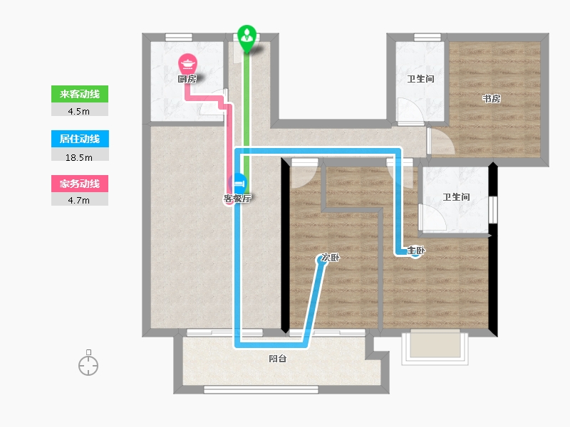 福建省-龙岩市-武平福景公园壹号-86.04-户型库-动静线